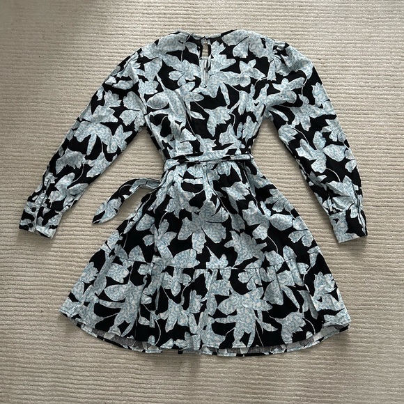 NWT Who What Wear Black and Light Blue Floral dress XS - Picture 6 of 9